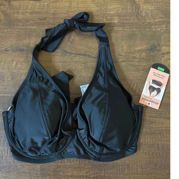 Shapermint Essentials Full Coverage Halter Bikini Black Large - Picture 2 of 5